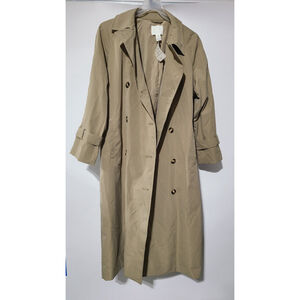 H&M Trench Coat Women's Medium Beige Double Breasted Belted Long NWT 48L